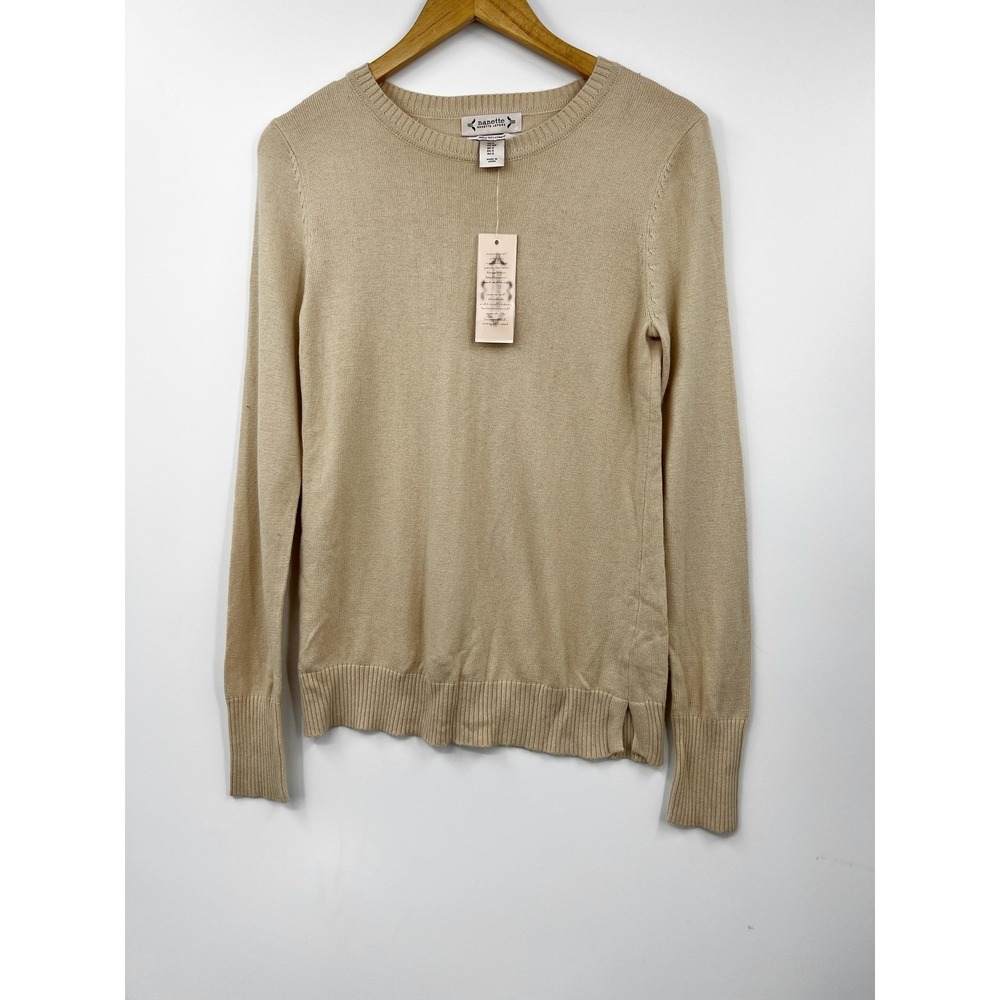 Nanette Lepore Sweater Womens Small Beige‎ 100% 2-Ply Cashmere Crewneck Pullover